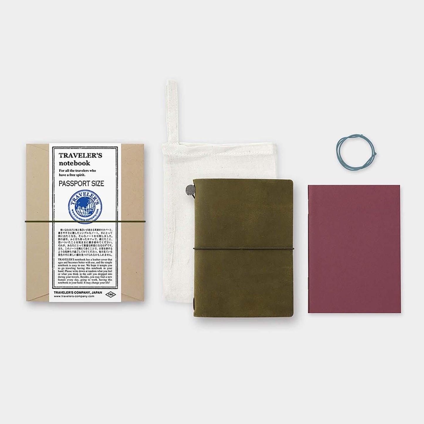 Cuaderno Traveler’s Notebook de cuero - Pasaporte oliva - Traveler's